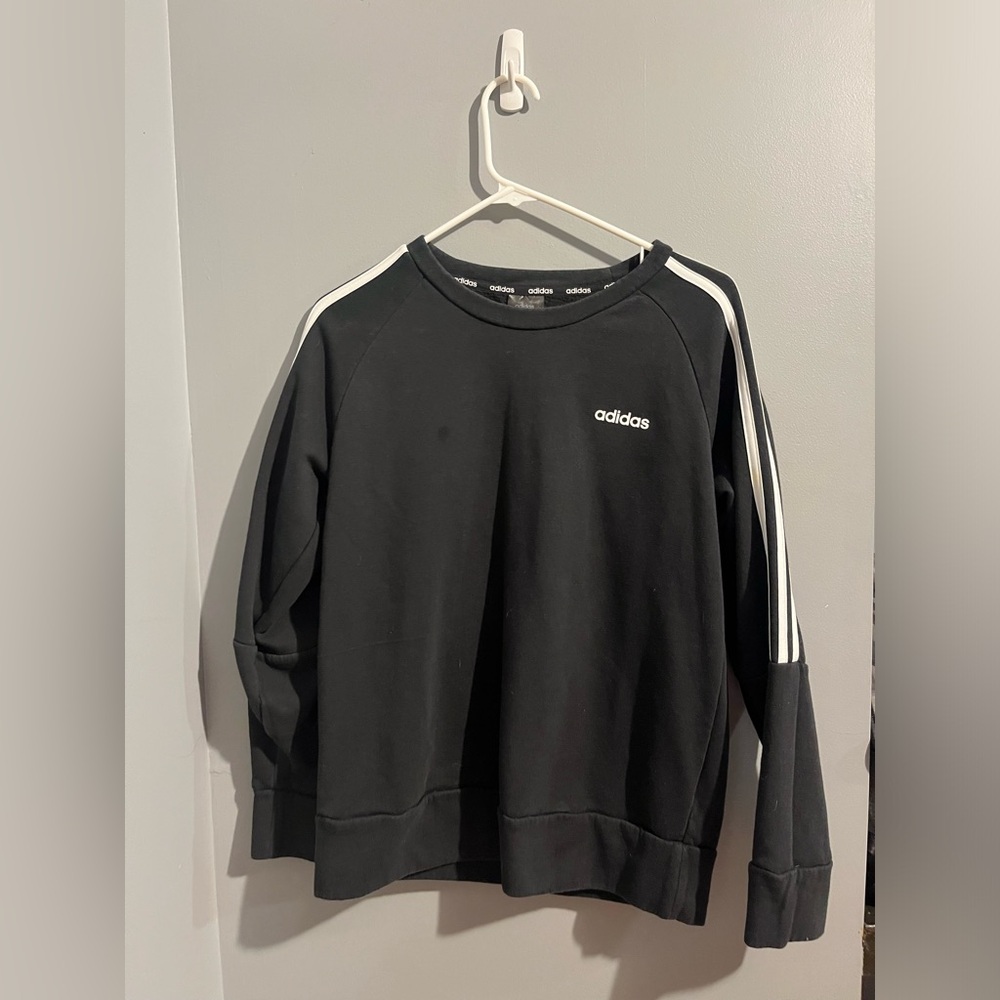 Medium Adidas Black and White Basic Original Crewneck Hoodie